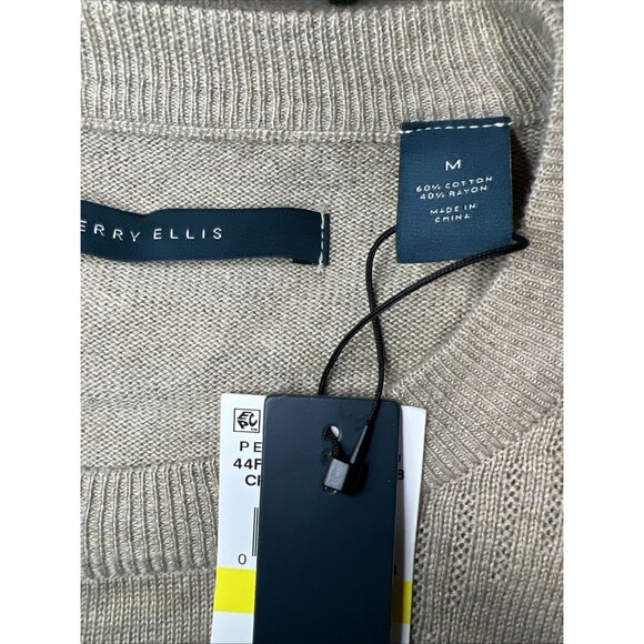 Perry Ellis Sweater Tan Men’s Medium Pullover Crew Neck NWT - Picture 5 of 6